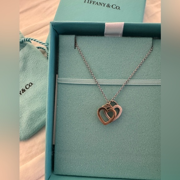 Tiffany & Co Sterling Rose Gold Two Heart Necklace - Picture 4 of 7